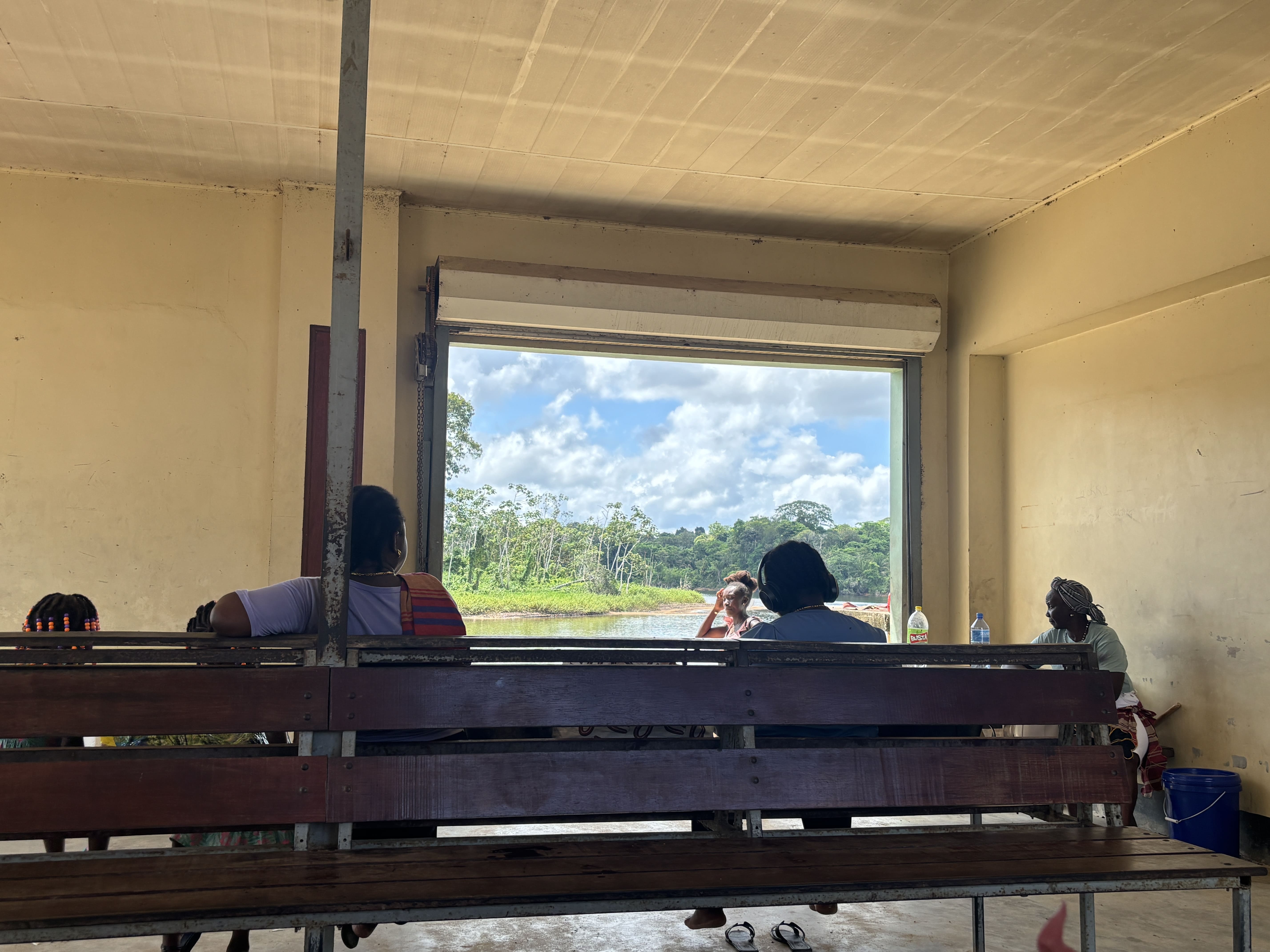 Waiting pavilion at Atjoni Port.