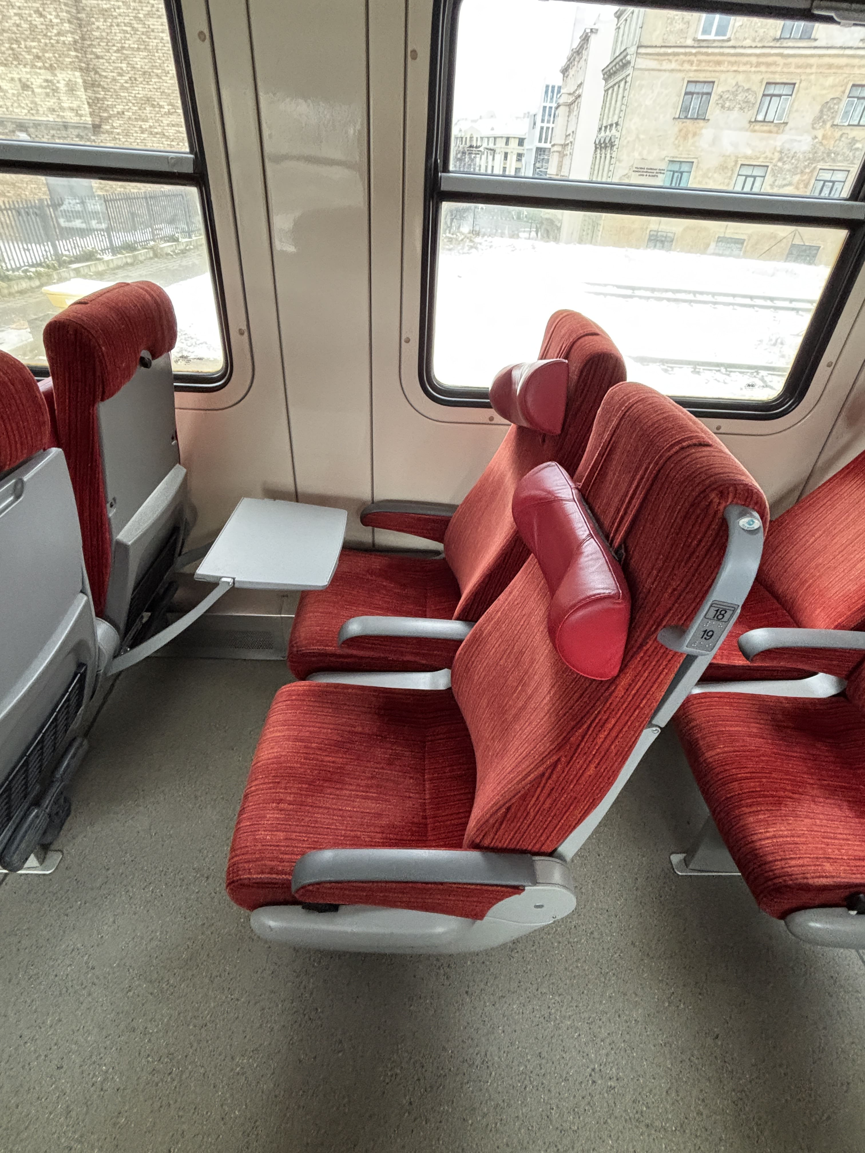 Seats on the Riga to Valga train.