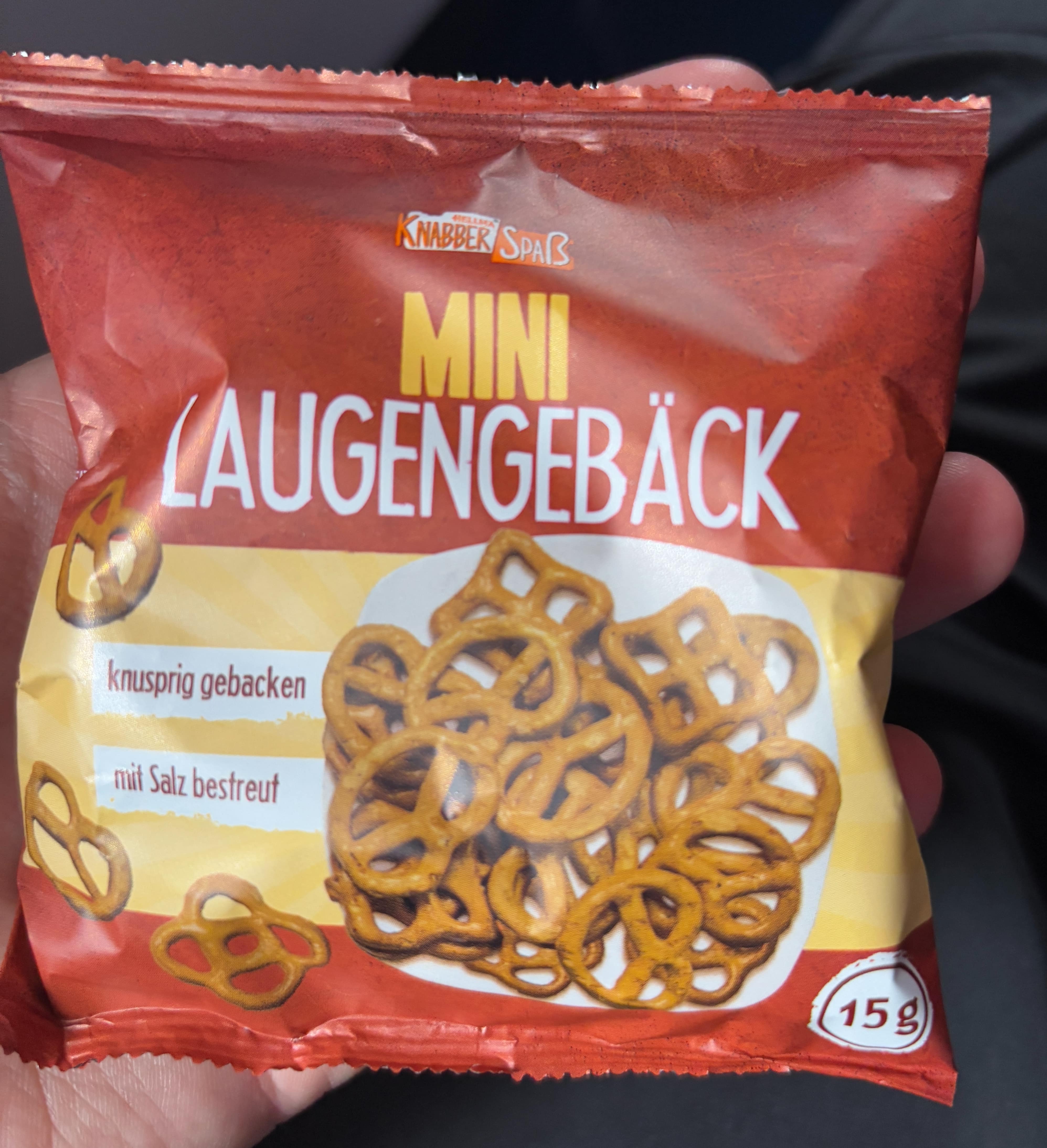 Small bag of hard pretzel-shaped snacks.