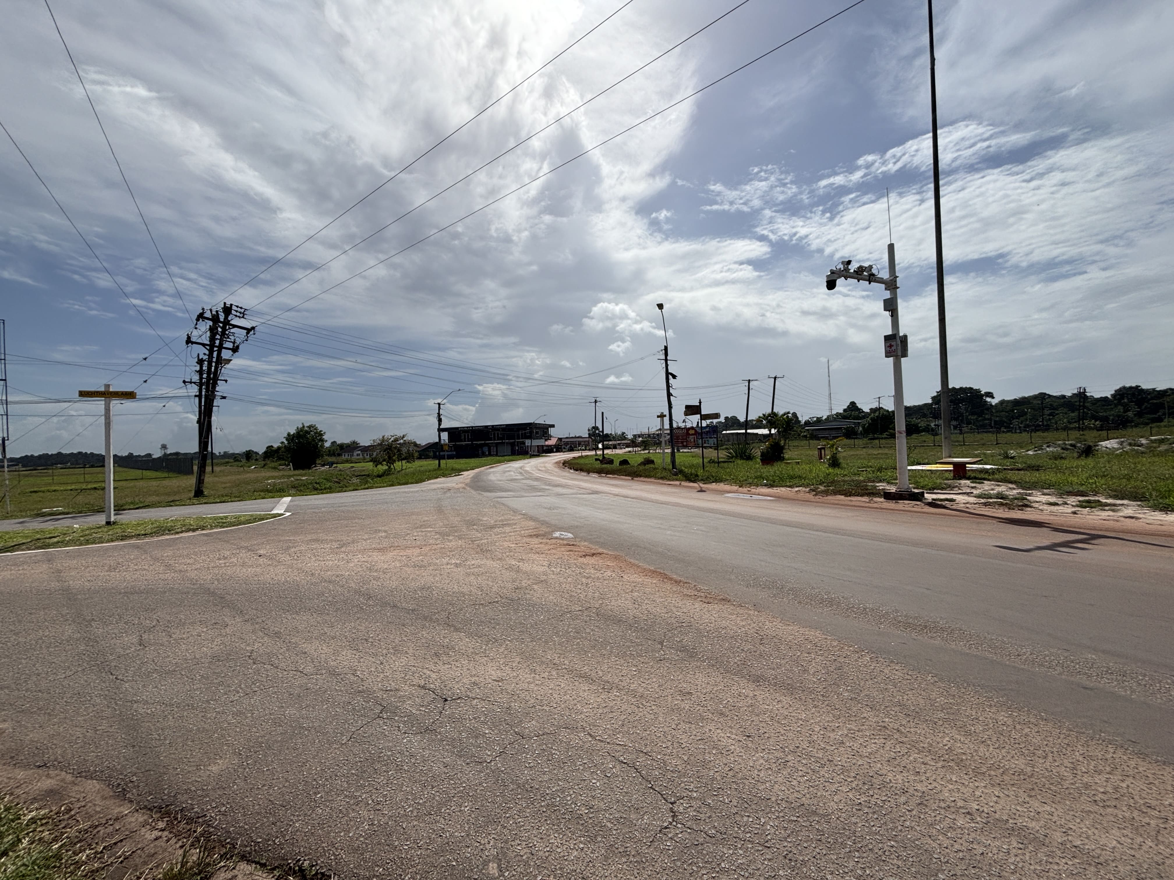Intersection at which busses to and from the airport pick up and drop off passengers.