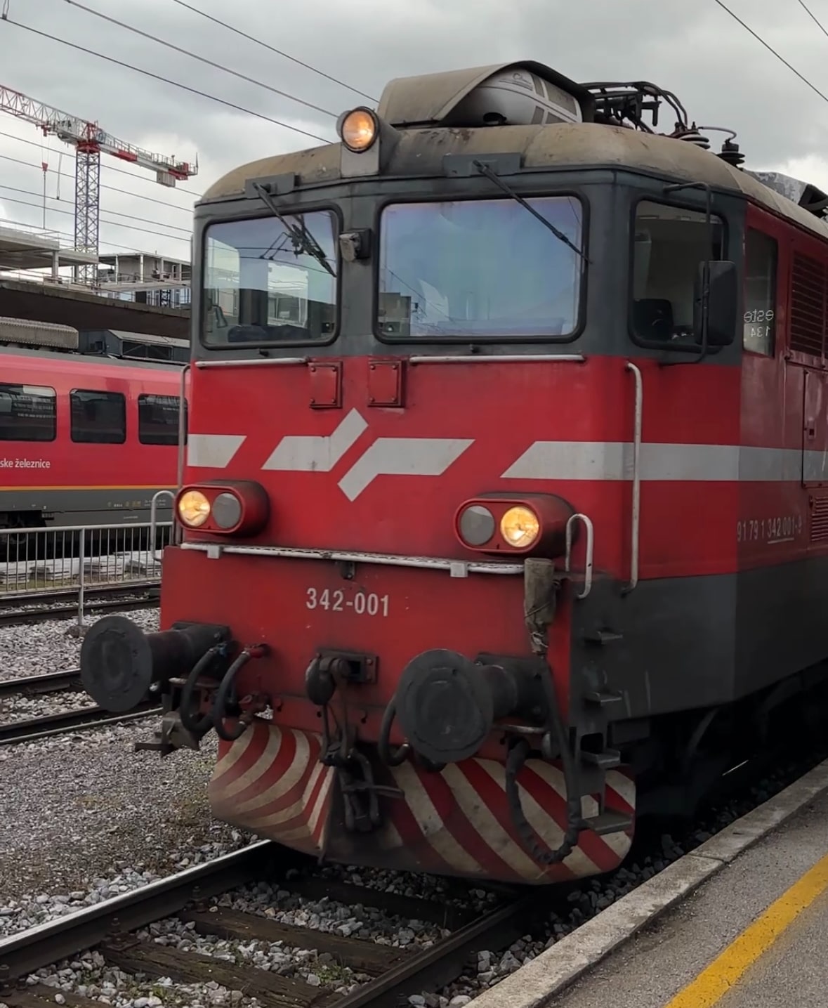 Locomotive arriving at Ljubljana.