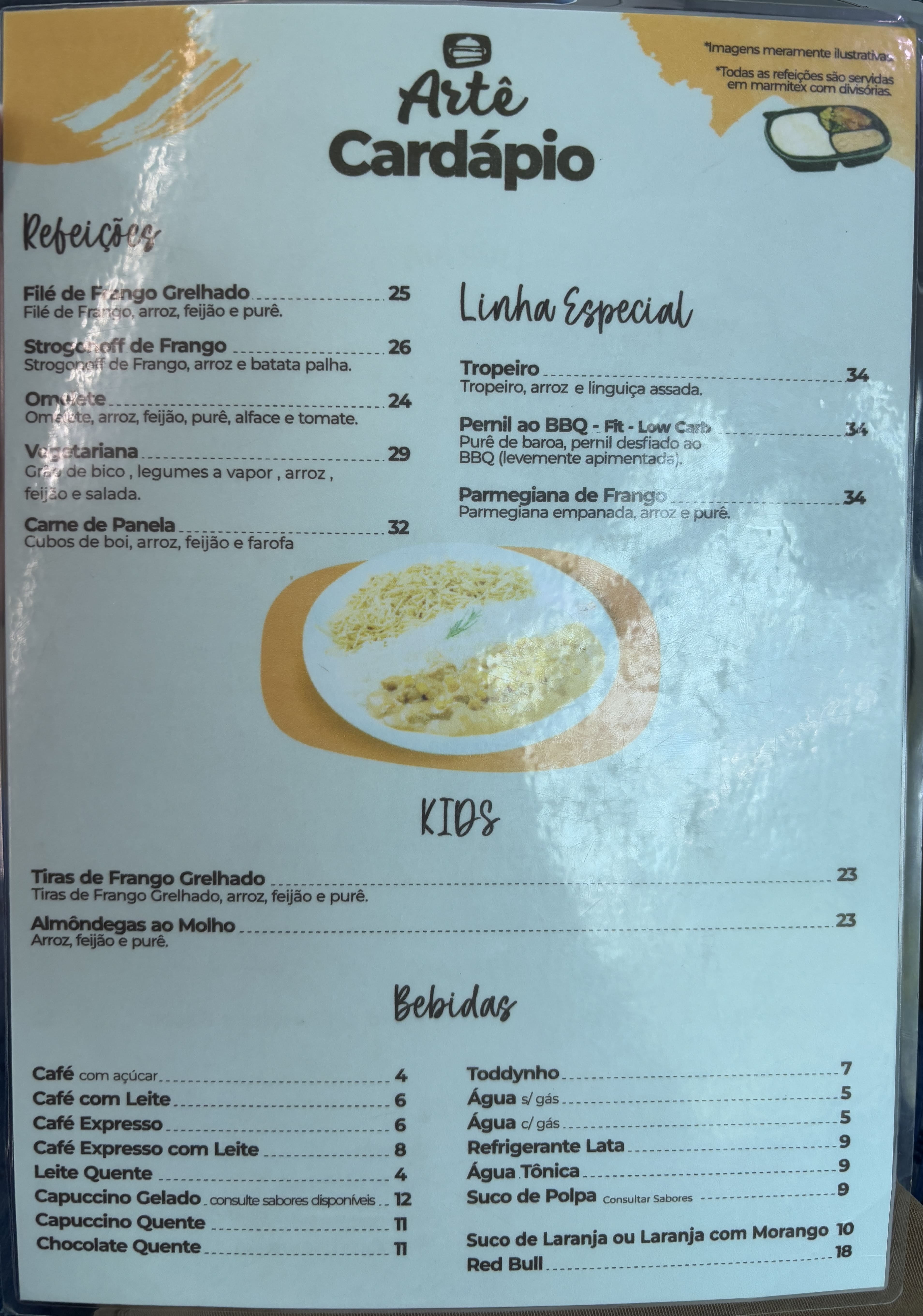 Menu aboard the Vitória-Minas Railway.