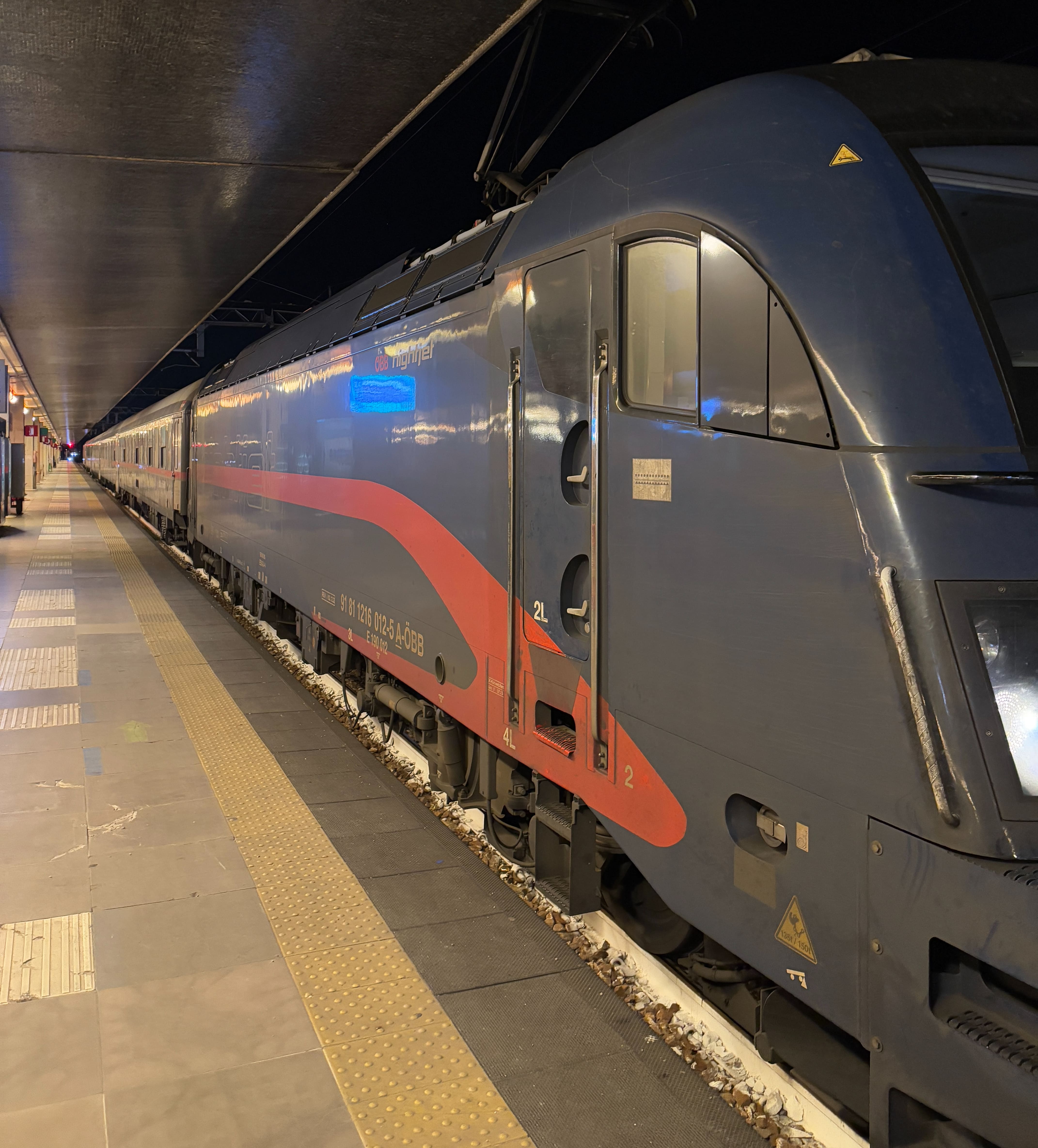 Train waiting at platform.